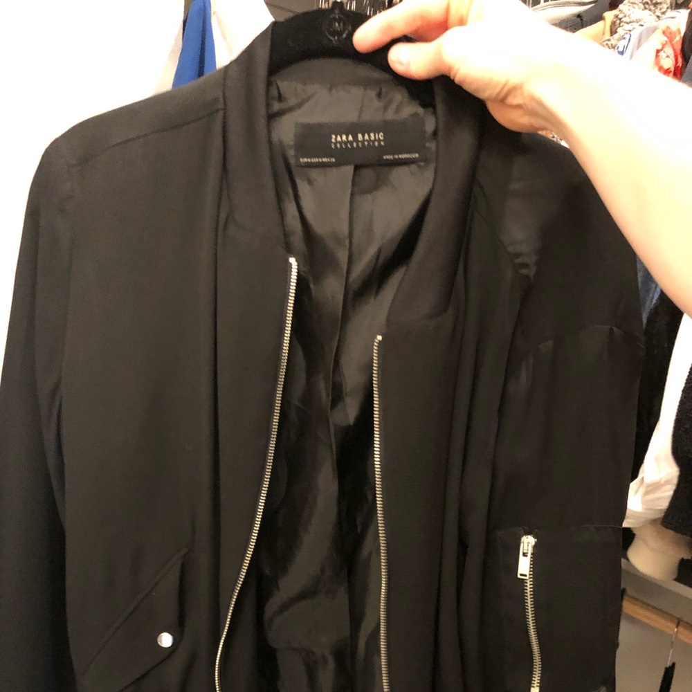 Zara Basics Black Bomber Jacket